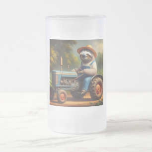 Caneca De Cerveja Vidro Jateado Sloth Farmer