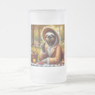 Caneca De Cerveja Vidro Jateado Sloth Picnic