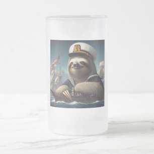 Caneca De Cerveja Vidro Jateado Sloth Sailor