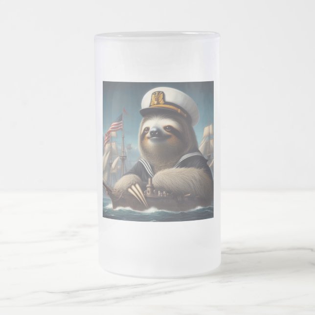 Caneca De Cerveja Vidro Jateado Sloth Sailor (Centro)