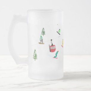 Caneca De Cerveja Vidro Jateado Snowboarder Moderno de inverno