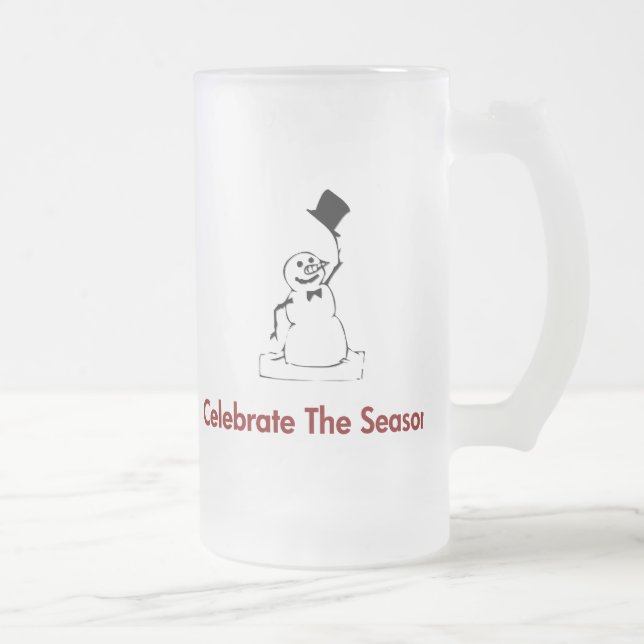 Caneca De Cerveja Vidro Jateado Snowman Celebra A Estação (Direita)