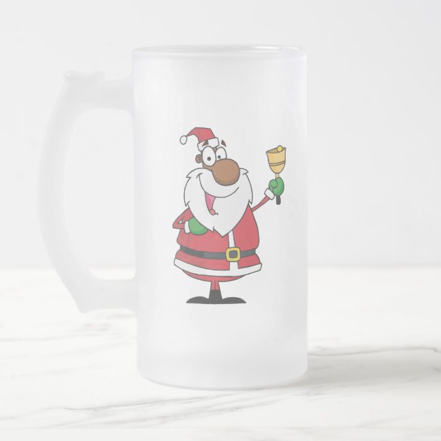 Caneca De Cerveja Vidro Jateado Soada de Bell Papai Noel preto (Esquerda)