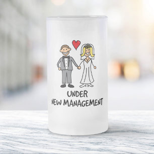 Caneca De Cerveja Vidro Jateado Sob Nova Administração Recém-Casado Marido