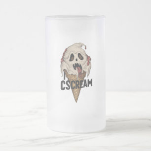 Caneca De Cerveja Vidro Jateado Sorvete fantasma fantasma "I CSCREAM"