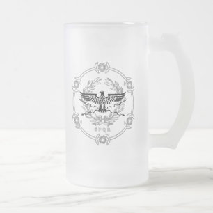 Caneca De Cerveja Vidro Jateado SPQR a caneca do vidro de fosco do emblema do