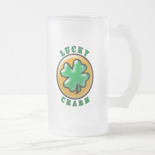 Caneca De Cerveja Vidro Jateado St. afortunado Paddys do trevo da folha do encanto