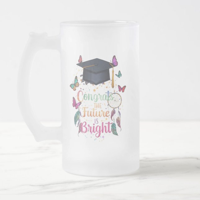 Caneca De Cerveja Vidro Jateado Starlit Journey - Fosco Graduation Mug (16oz) (Esquerda)