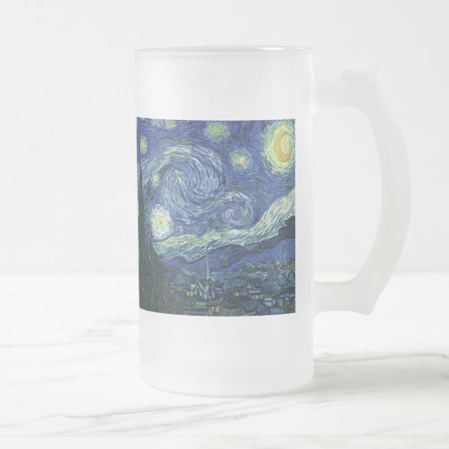 Caneca De Cerveja Vidro Jateado Starry Night Vincent van Gogh Fine Art Painting (Direita)
