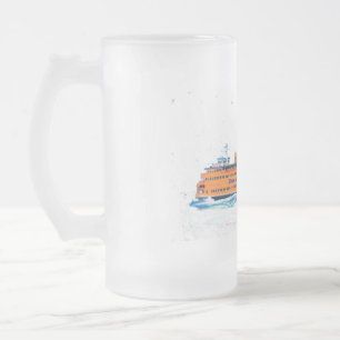Caneca De Cerveja Vidro Jateado Staten Island Ferry Mug