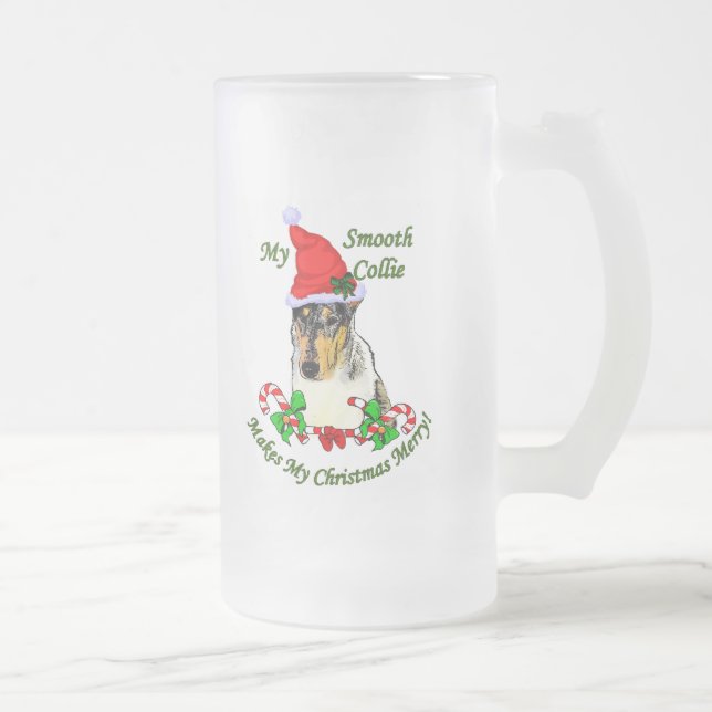 Caneca De Cerveja Vidro Jateado Suave presentes de Natal Collie (Direita)