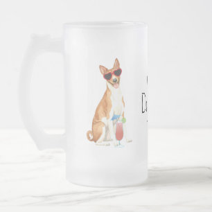 Caneca De Cerveja Vidro Jateado Summer Basenji Fosco Glass Beer Mug
