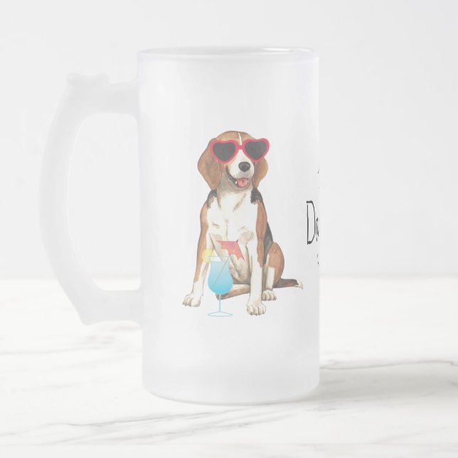 Caneca De Cerveja Vidro Jateado Summer Beagle (Esquerda)