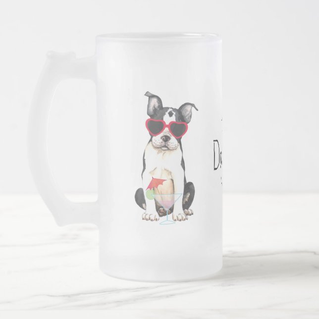 Caneca De Cerveja Vidro Jateado Summer Boston Terrier (Esquerda)