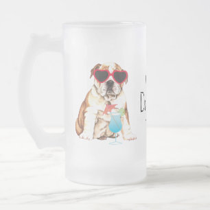 Caneca De Cerveja Vidro Jateado Summer Buldog