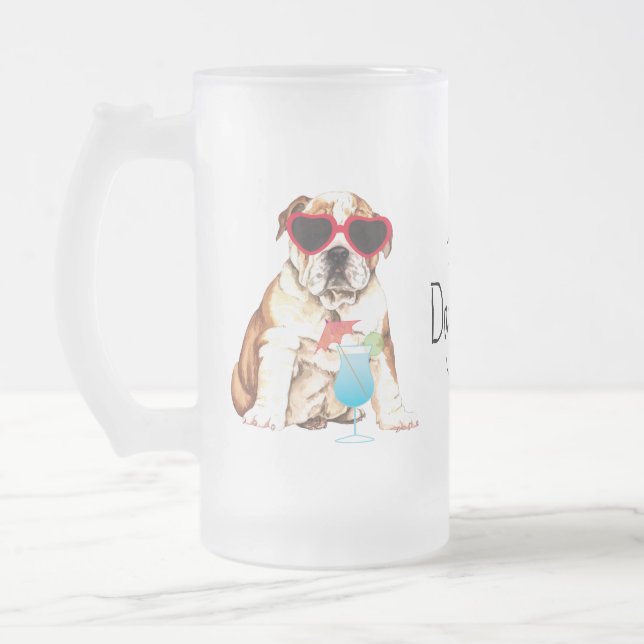 Caneca De Cerveja Vidro Jateado Summer Buldog (Esquerda)