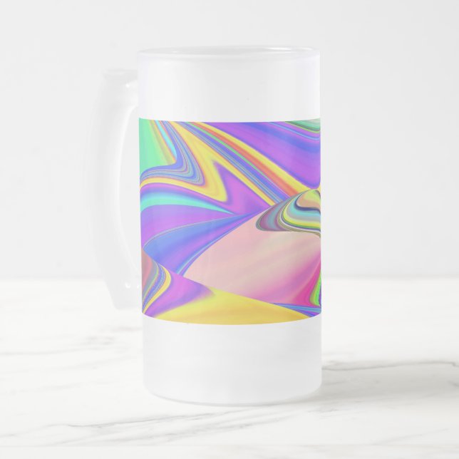 Caneca De Cerveja Vidro Jateado Summersense, Abstrato 3D Rainbowart (Frente Esquerda)