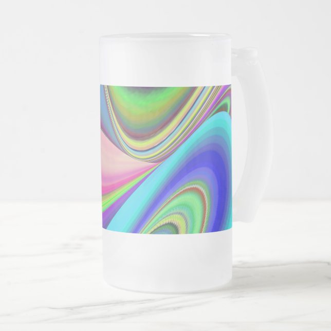 Caneca De Cerveja Vidro Jateado Summersense, Abstrato 3D Rainbowart (Frente Esquerda)