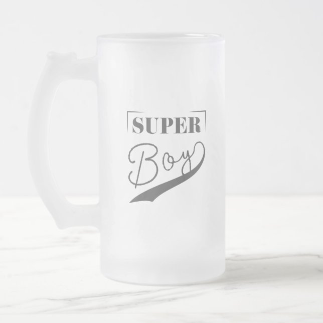 Caneca De Cerveja Vidro Jateado Super Boy (Esquerda)
