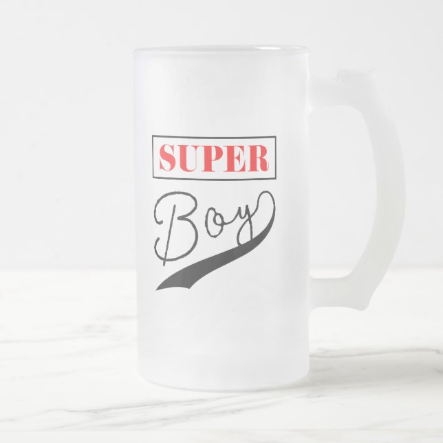 Caneca De Cerveja Vidro Jateado Super Boy (Direita)