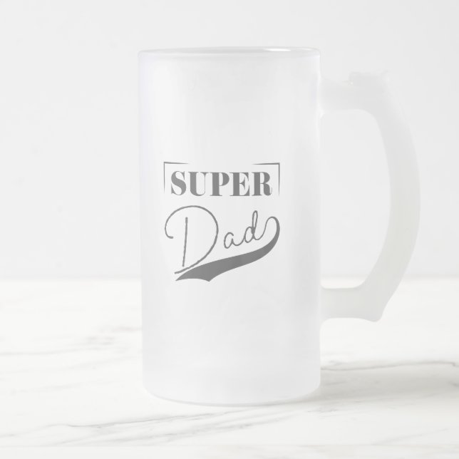 Caneca De Cerveja Vidro Jateado Super Pai (Direita)