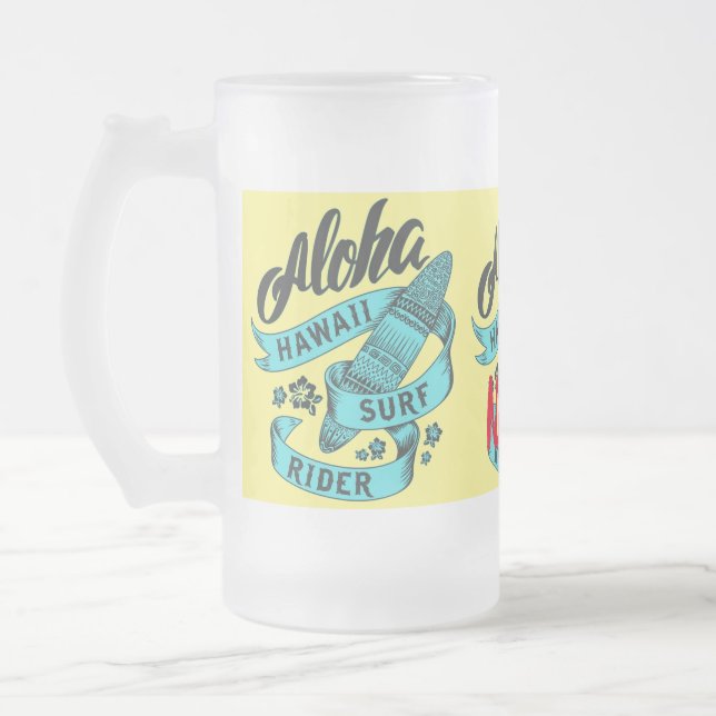 Caneca De Cerveja Vidro Jateado Surf Aloha Hawaii Rider Thunder_Cove (Esquerda)