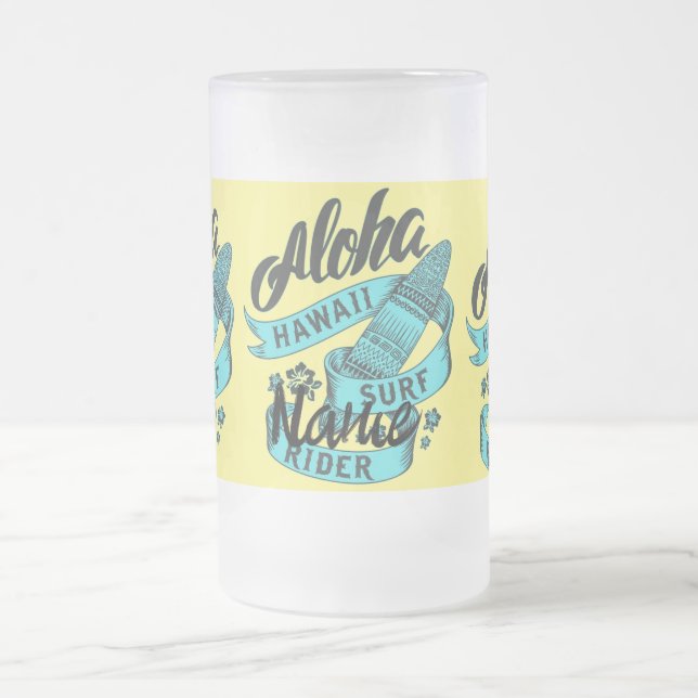 Caneca De Cerveja Vidro Jateado Surf Aloha Hawaii Rider Thunder_Cove (Centro)