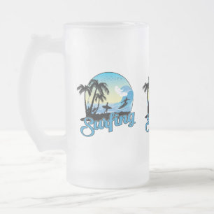 Caneca De Cerveja Vidro Jateado surfing Sea Beach