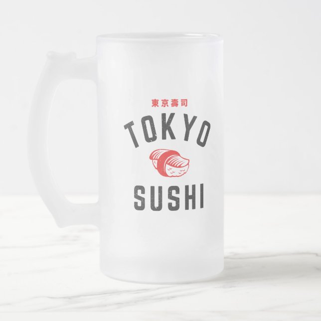 Caneca De Cerveja Vidro Jateado Sushi de Tóquio (Esquerda)