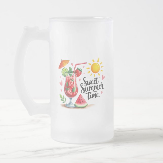 Caneca De Cerveja Vidro Jateado Sweat Summertime  (Esquerda)