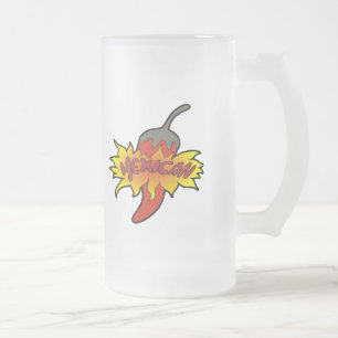 Caneca De Cerveja Vidro Jateado T-shirt e presentes de Cinco de Mayo do pimento
