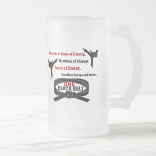 Caneca De Cerveja Vidro Jateado T-SHIRT & ROUPA de UM KARATÉ do cinturão negro 1