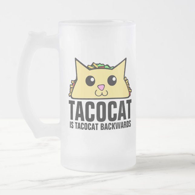 Caneca De Cerveja Vidro Jateado Tacocat para trás (Esquerda)