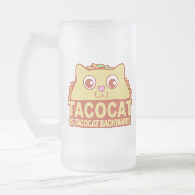 Caneca De Cerveja Vidro Jateado Tacocat Para Trás II Fosco Vidro (Esquerda)