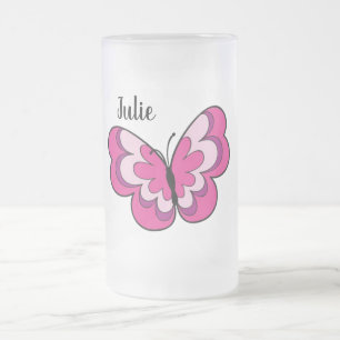 Caneca De Cerveja Vidro Jateado Tampa de vidro do Fosco borboleta