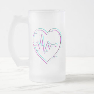 Caneca De Cerveja Vidro Jateado Tampão de vidro do Fosco de verificação cardíaca