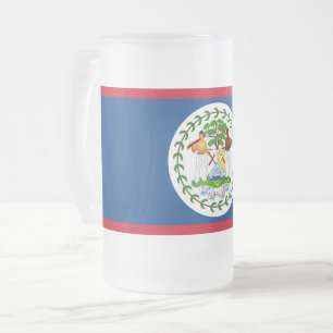 Caneca De Cerveja Vidro Jateado Tampão de vidro fosco com bandeira de Belize