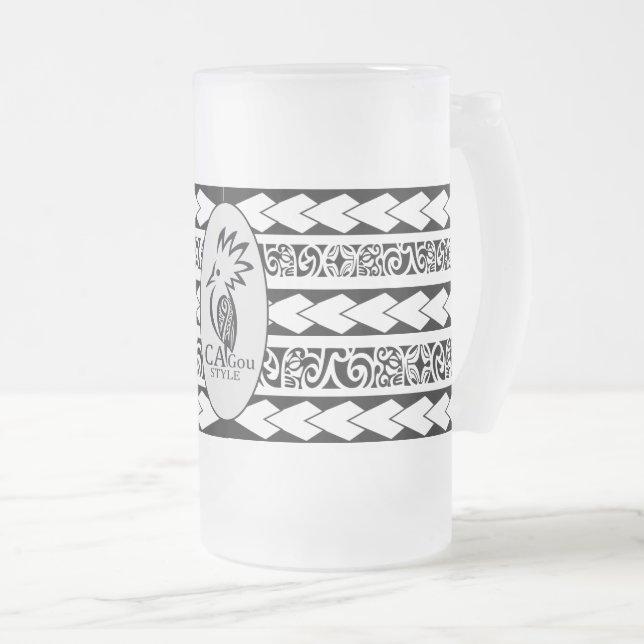 Caneca De Cerveja Vidro Jateado Tasse en verre glacé. Tribal Ethnic (Frente Esquerda)