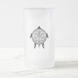 Caneca De Cerveja Vidro Jateado Tatuagem Tribal Turtle