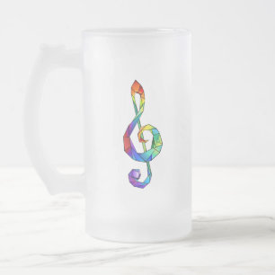 Caneca De Cerveja Vidro Jateado Tecla musical do arco-íris