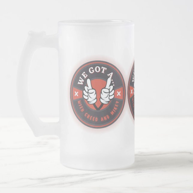 CANECA DE CERVEJA VIDRO JATEADO TEMOS UM  (Esquerda)