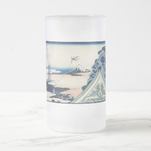 Caneca De Cerveja Vidro Jateado Templo Honganji Vista do Monte Fuji Xilogravura Ja