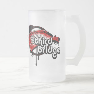 Caneca De Cerveja Vidro Jateado terceira ponte. branca&vermelha.