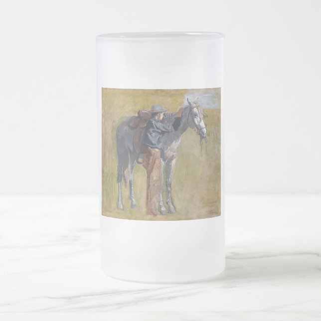 Caneca De Cerveja Vidro Jateado Terras Áridas Americanas: Cowboy do Velho Oeste co (Centro)
