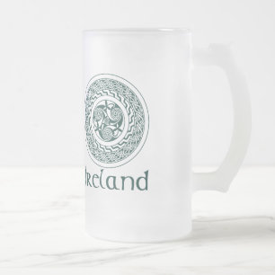 Caneca De Cerveja Vidro Jateado Teste padrão irlandês do medalhão de Knotwork d