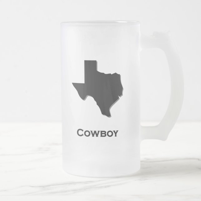 Caneca De Cerveja Vidro Jateado Texas Cowboy (Direita)