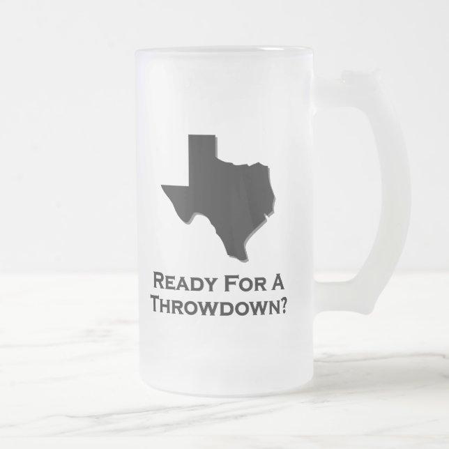 Caneca De Cerveja Vidro Jateado Texas Ready For A Throwdown (Direita)