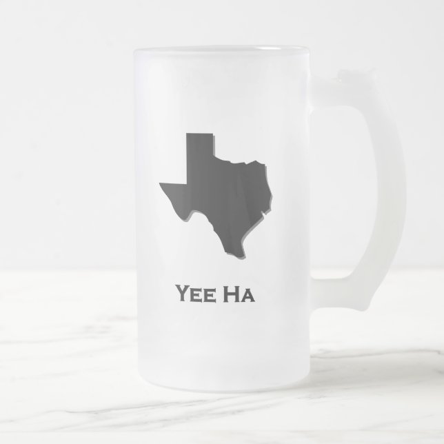 Caneca De Cerveja Vidro Jateado Texas Yee Ha (Direita)