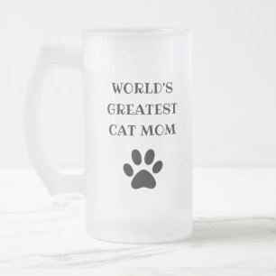 Caneca De Cerveja Vidro Jateado Texto Personalizado Personalizado da Maior Mãe Cat