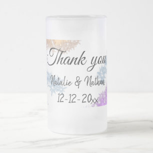 Caneca De Cerveja Vidro Jateado texto simples de agradecimento de casal com nome e